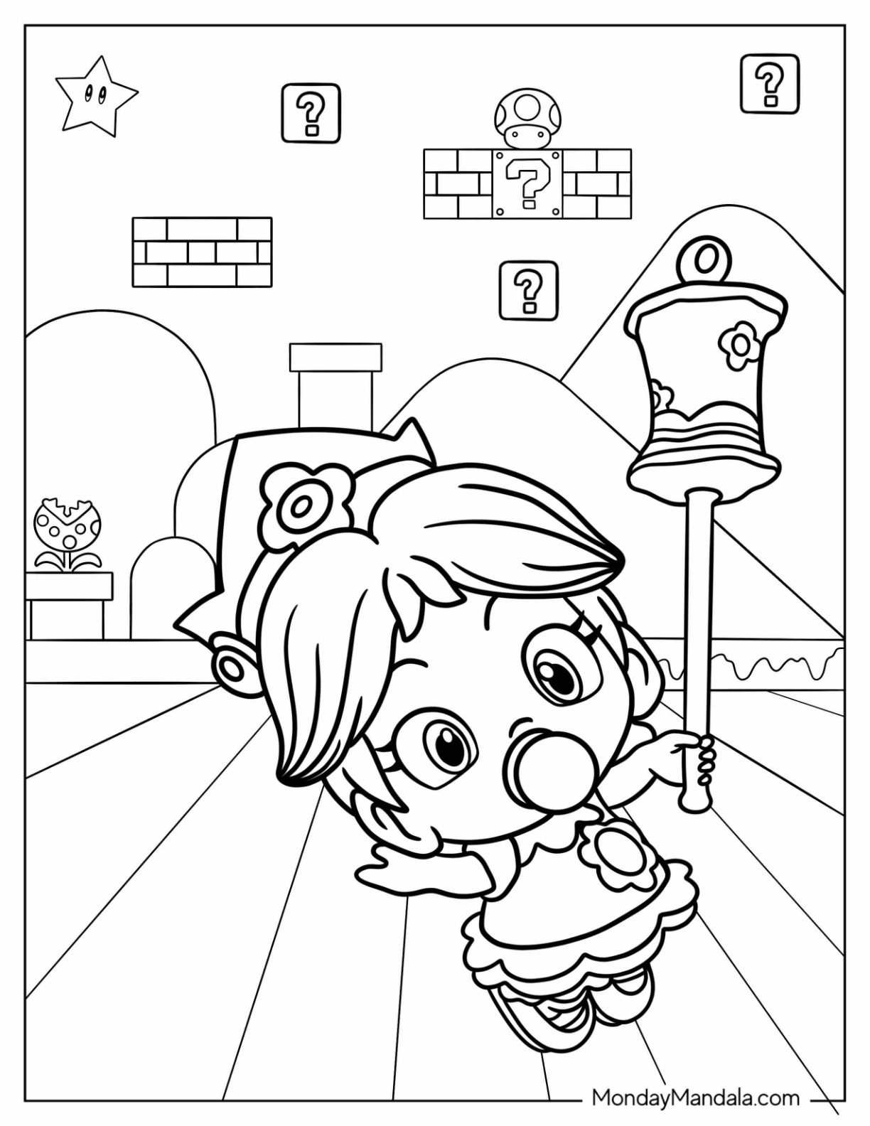Princess daisy coloring pages free pdf printables