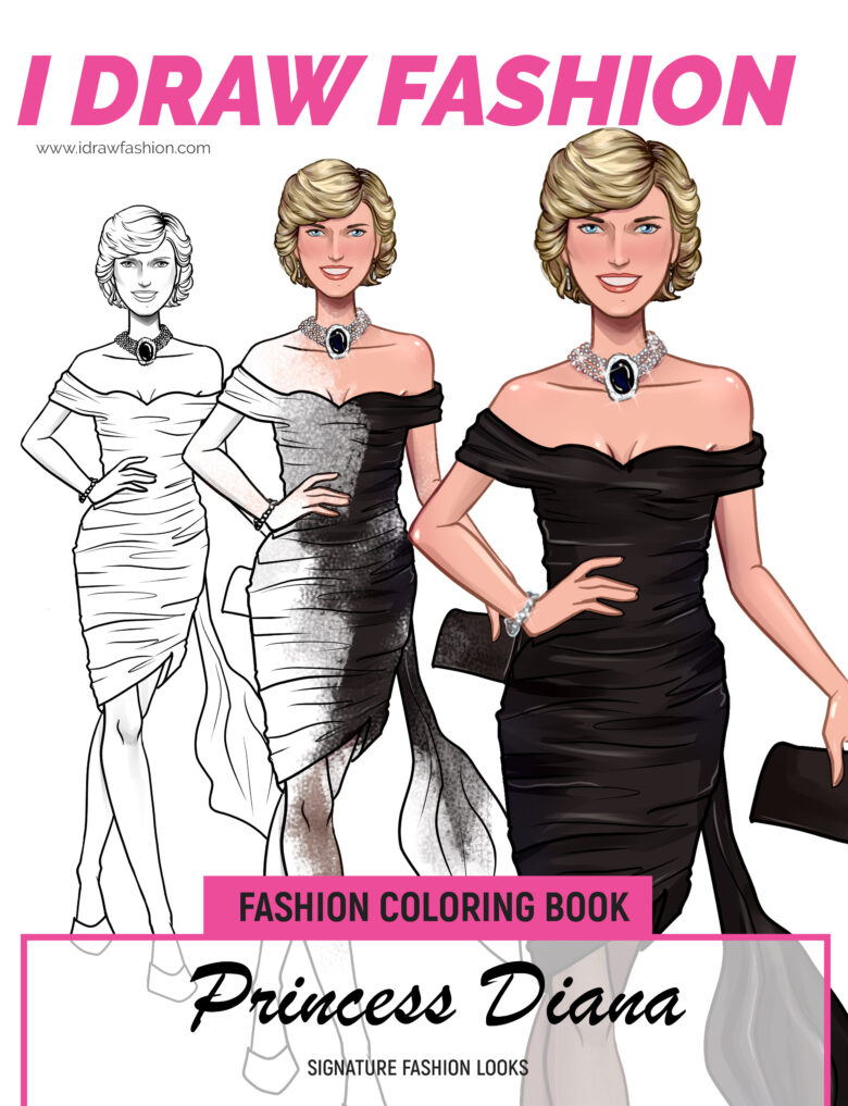 Princess diana fashion coloring book â i draw fashion
