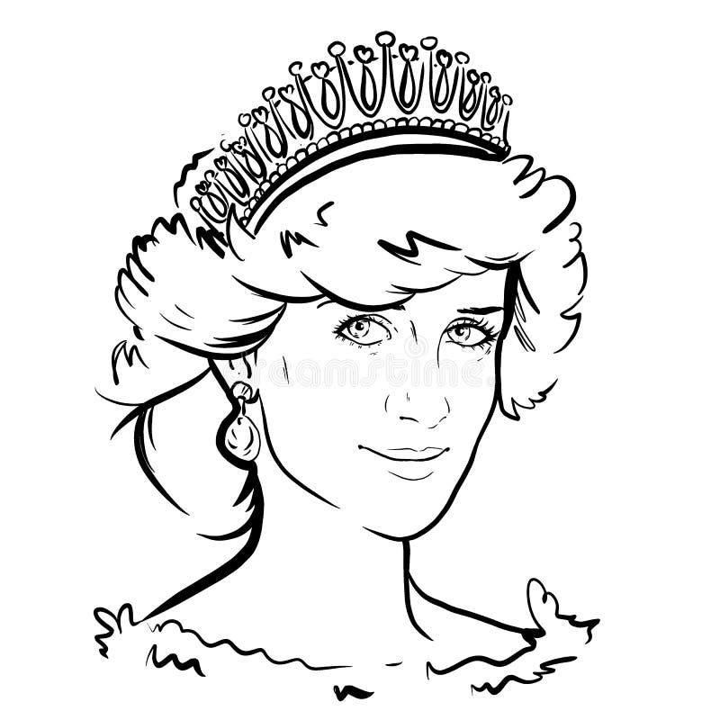 Princess wales lady diana portrait sketch illustration on white background editorial stock image