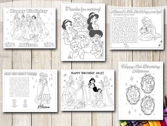 Princesses coloring pages disney princess party favors disney princess birthday party favor princess coloring book princess activities