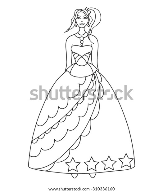 Beautiful cartoon princess coloring page kids stock vector royalty free