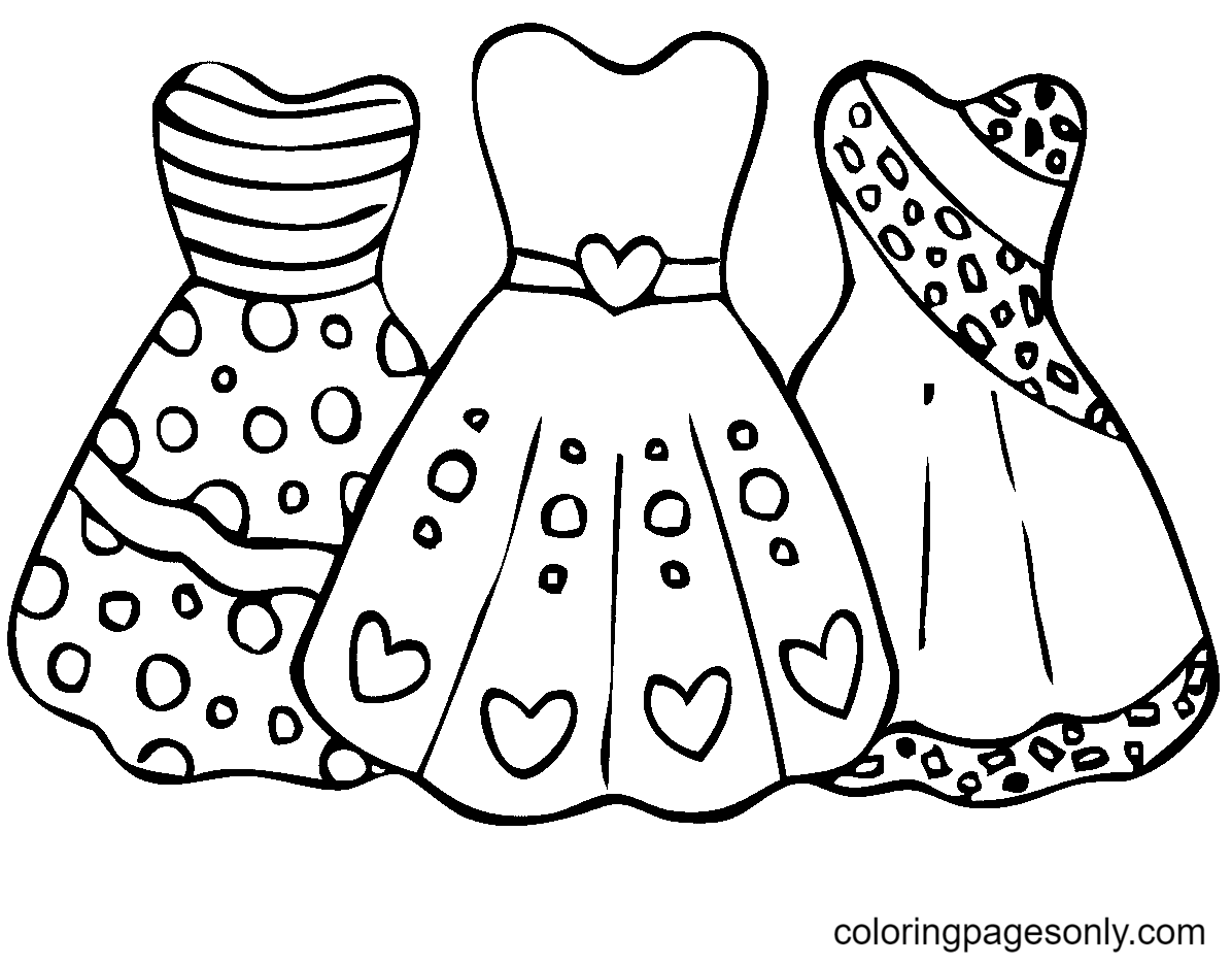 Dress coloring pages printable for free download