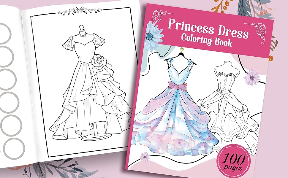 Princess dress coloring book a magical journey of dresses and gowns coloring book for kids
