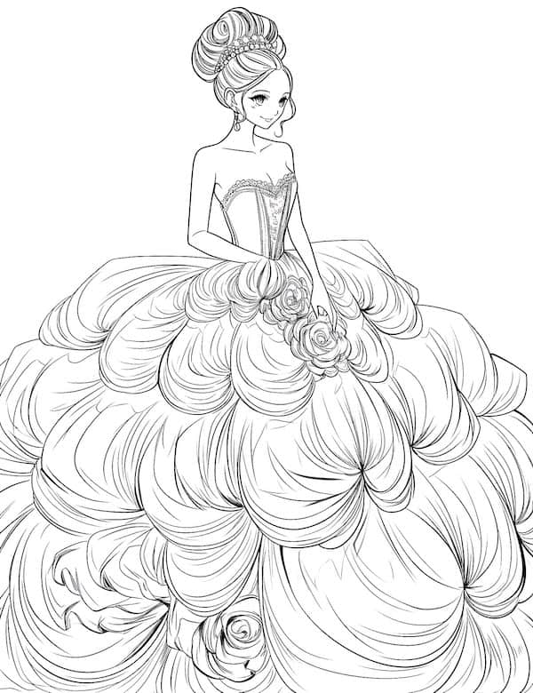 Stunning dress coloring pages for kids and adults