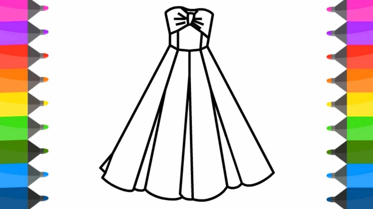 Colouring dress l coloring beautiful princess dresses l beautiful dress coloring pages for kids