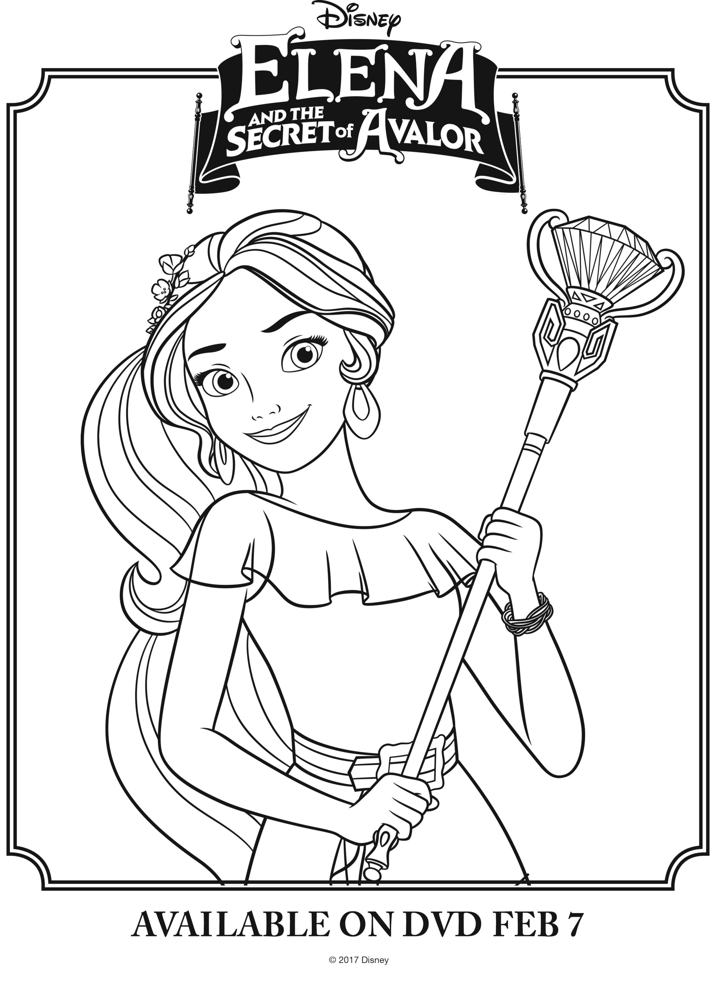 Disney elena of avalor free printable coloring page