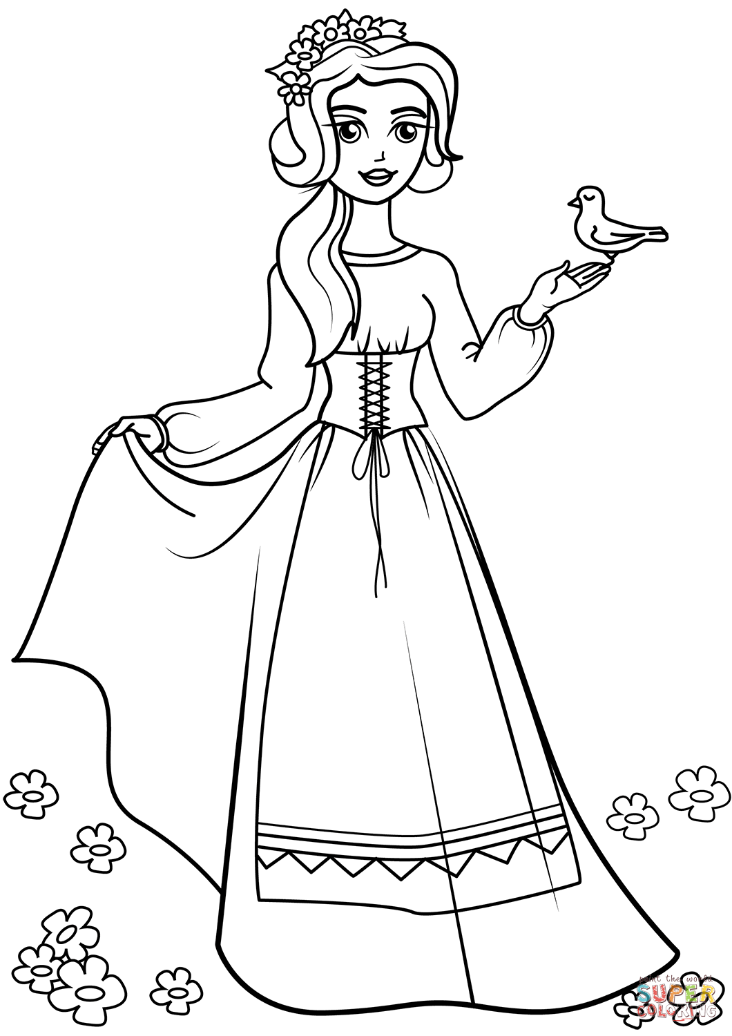 Peasant princess coloring page free printable coloring pages