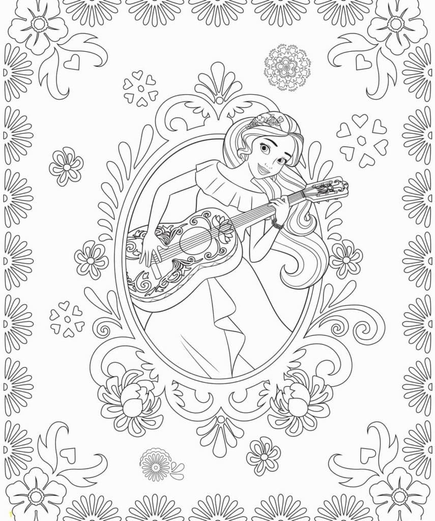 Princess elena is playing guitar coloring page