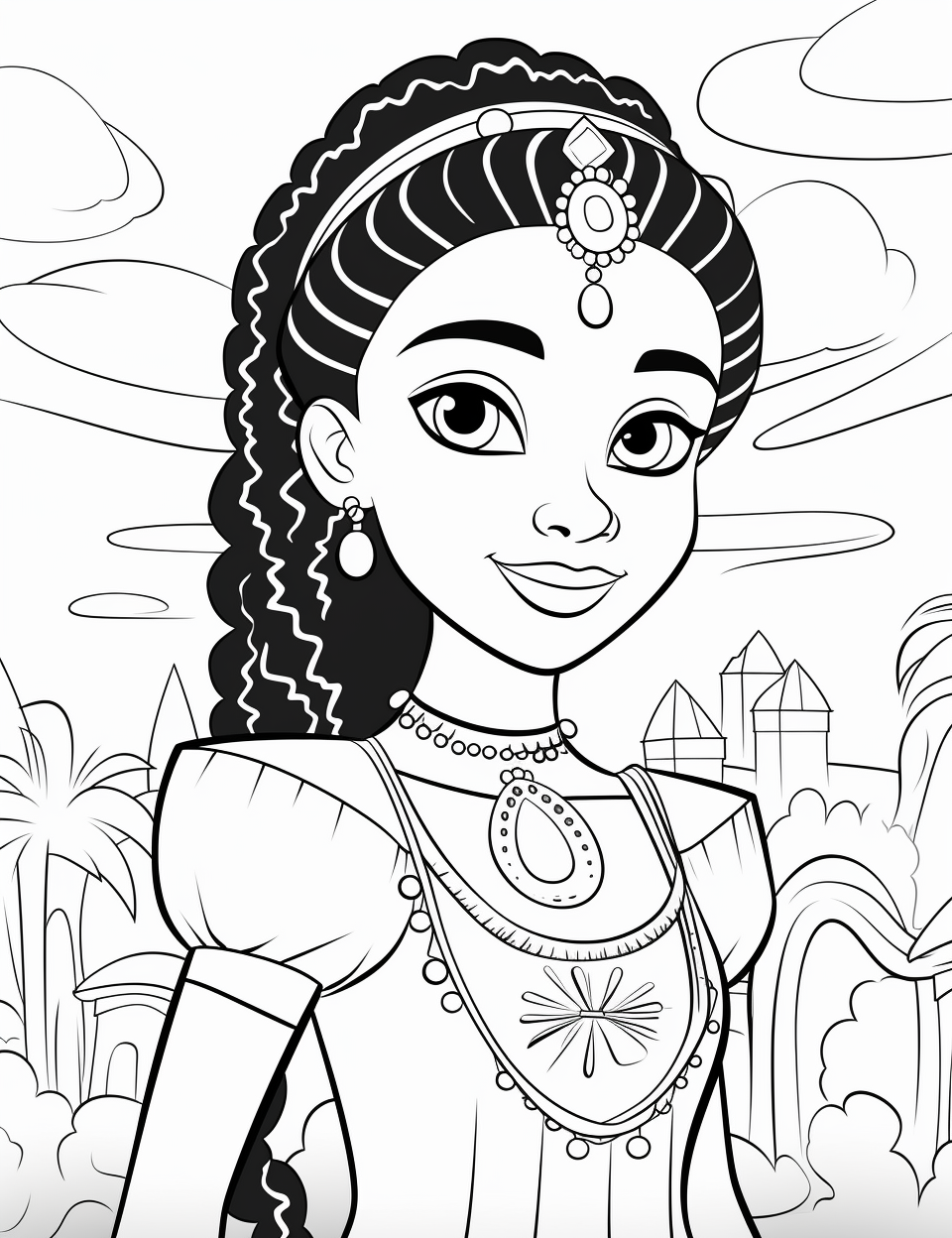 Exotic princesses coloring pages for girls coloring pages