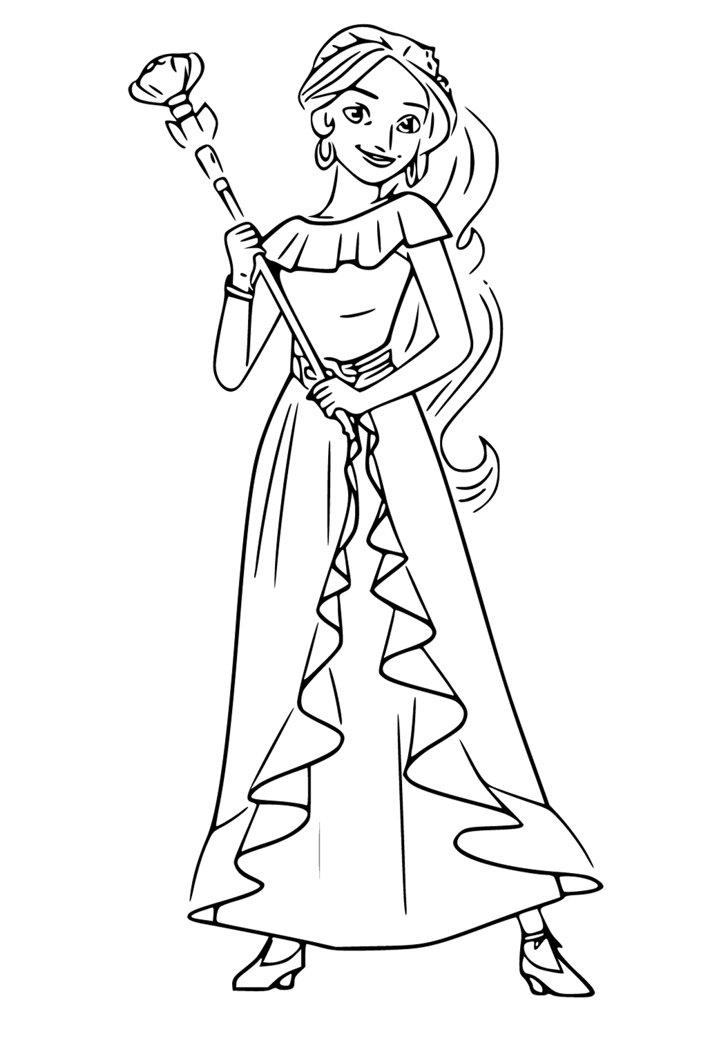 Free printable elena of avalor princess coloring page for adults and kids