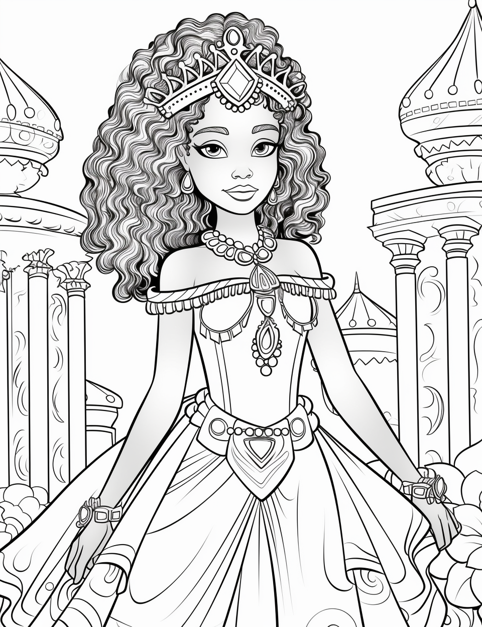 Exotic princesses coloring pages for girls coloring pages