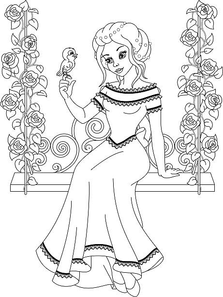Princess coloring page stock illustration