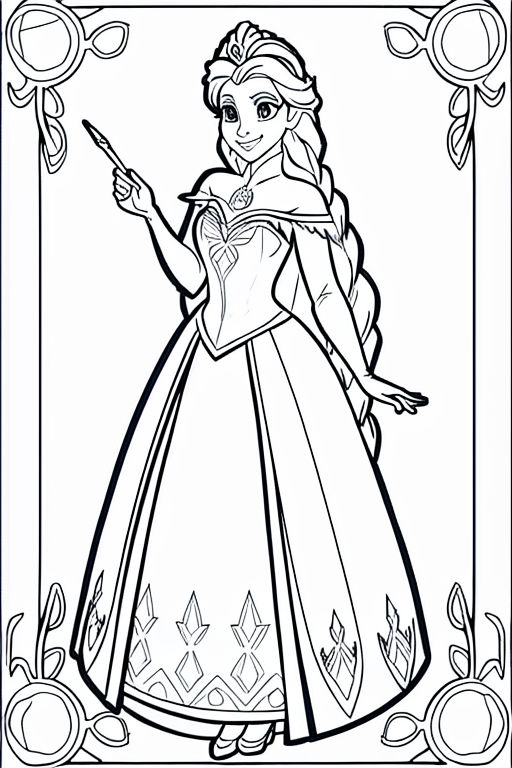 Line art of a hiphop princess