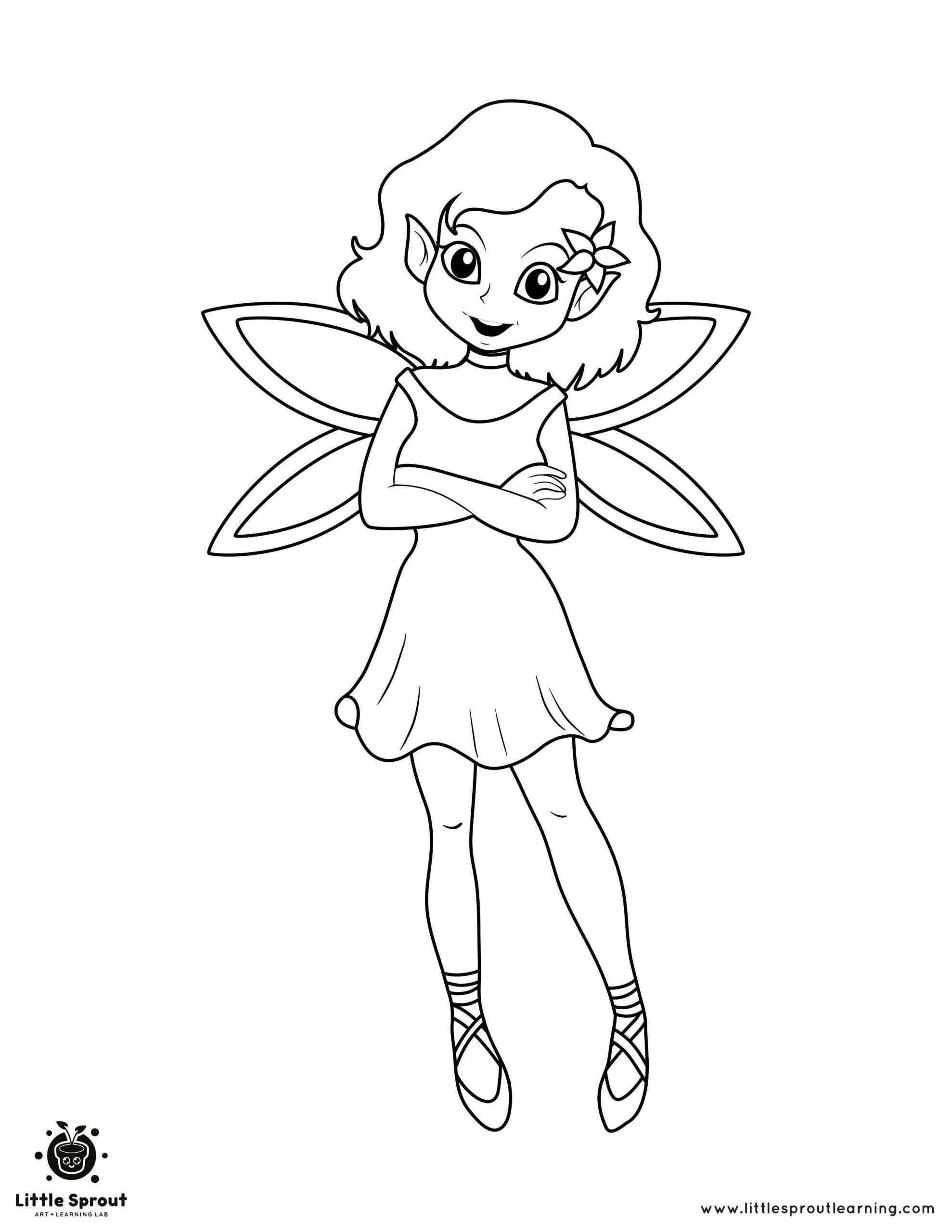 Standing princess fairy coloring page