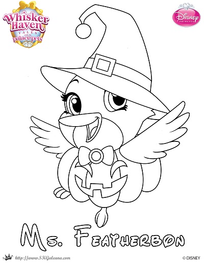 Printable halloween coloring page of ms featherbon from whisker haven â