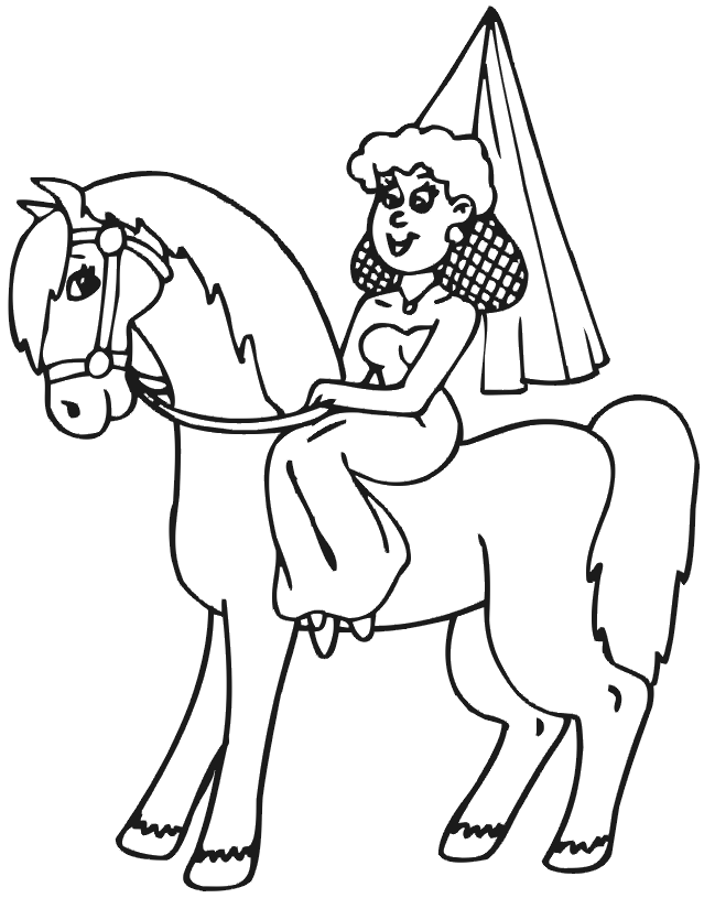 Princess coloring page princess riding horse