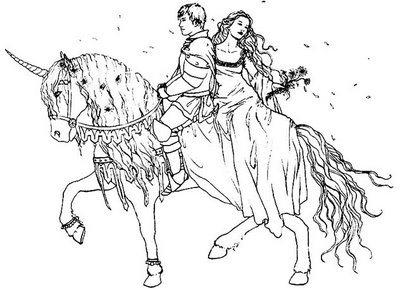 Prince and princess on horse coloring page