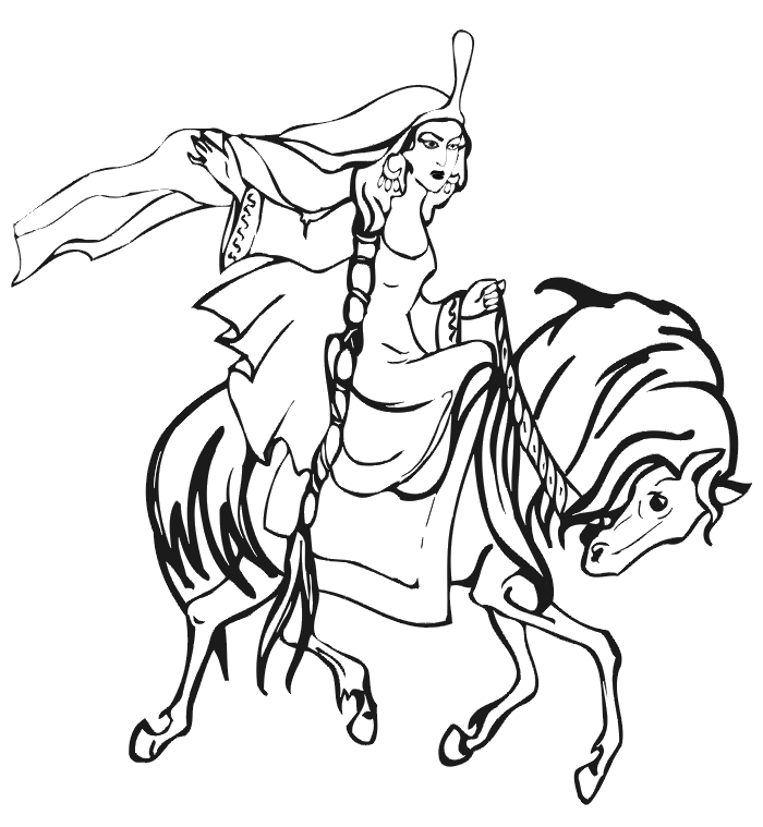 Princess coloring page princess on galloping horse
