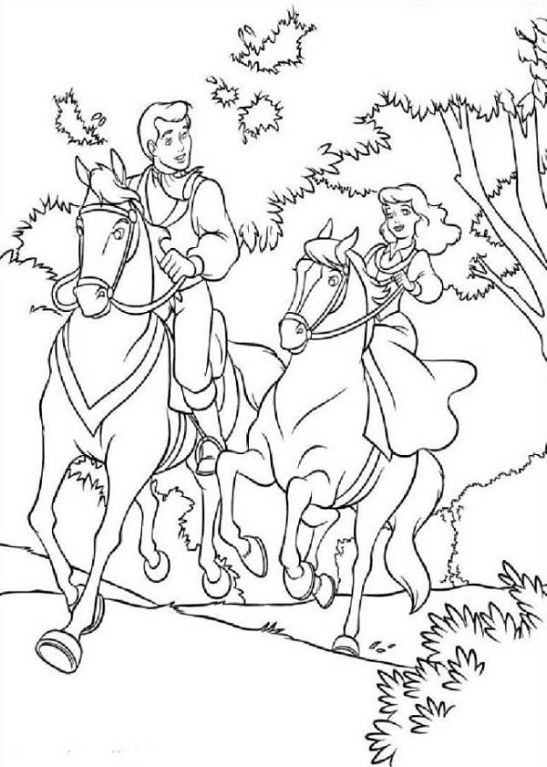 Art therapy coloring page princesses princess on horseback