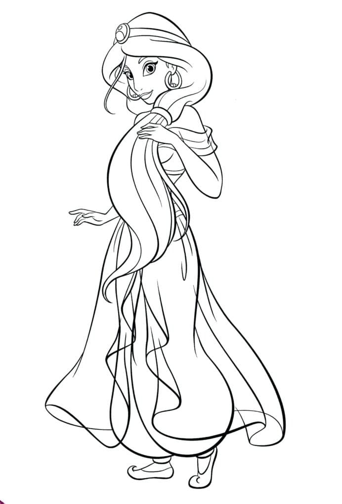 Gorgeous princess jasmine coloring page