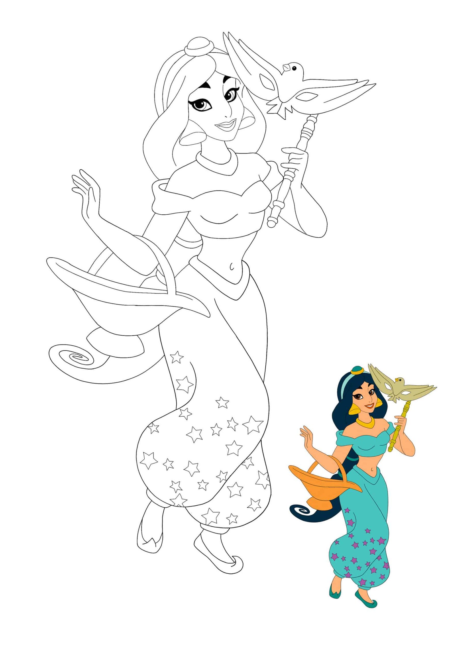 Cute princess jasmine coloring pages