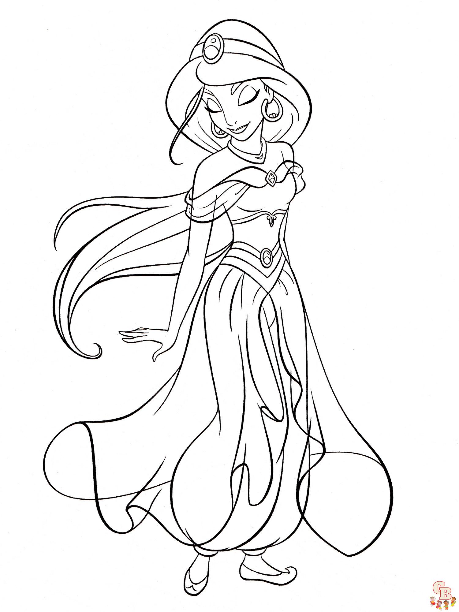 Discover the magic of jasmine coloring pages