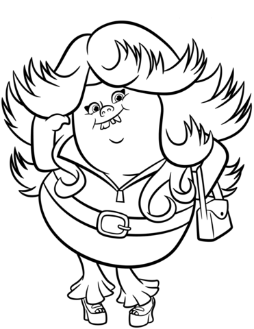 Lady glitter sparkles from trolls coloring page free printable coloring pages