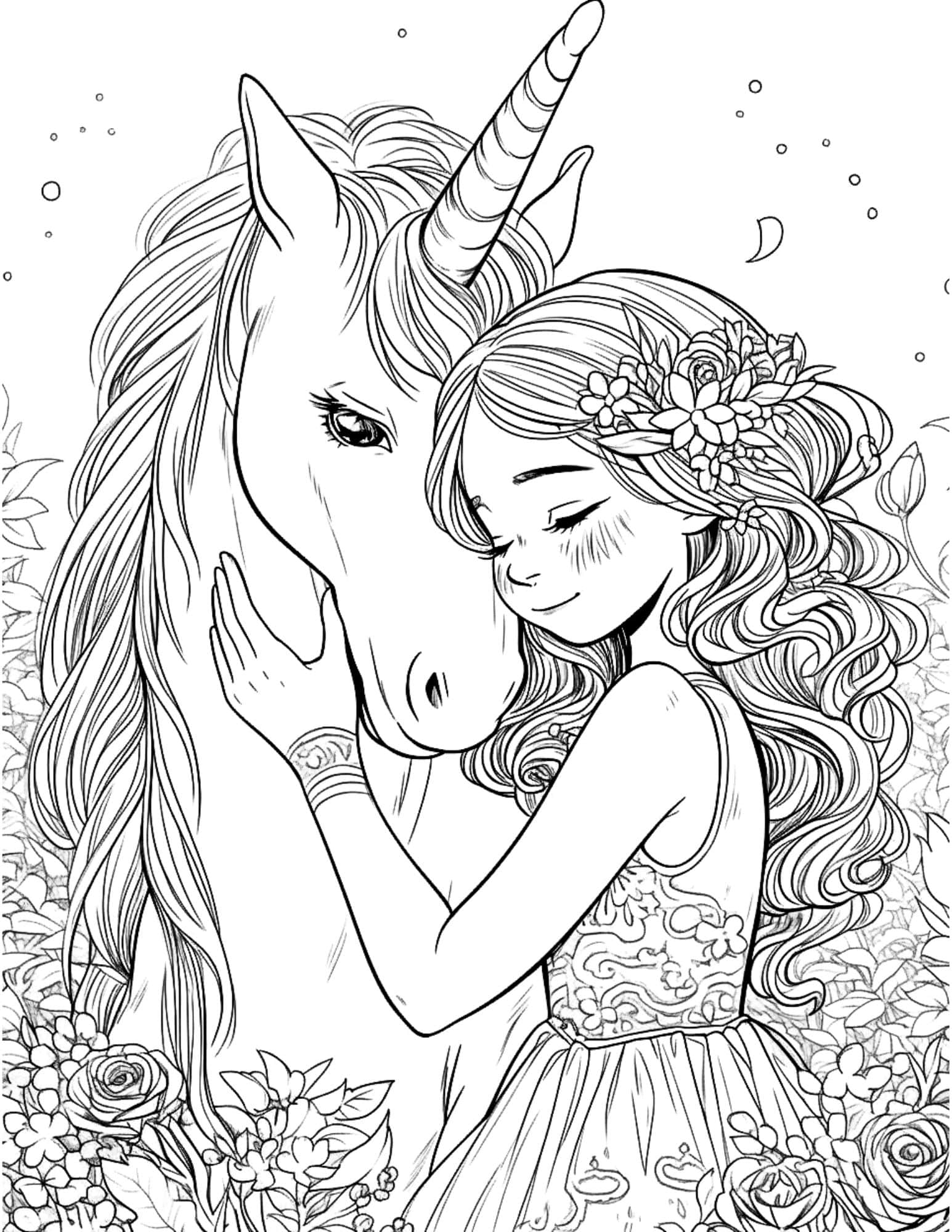 Magical unicorn coloring pages for kids and adults