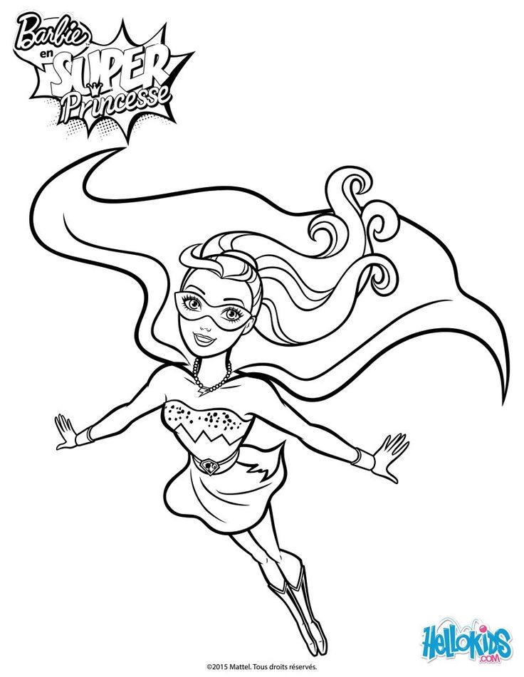 Colorful barbie princess power coloring page