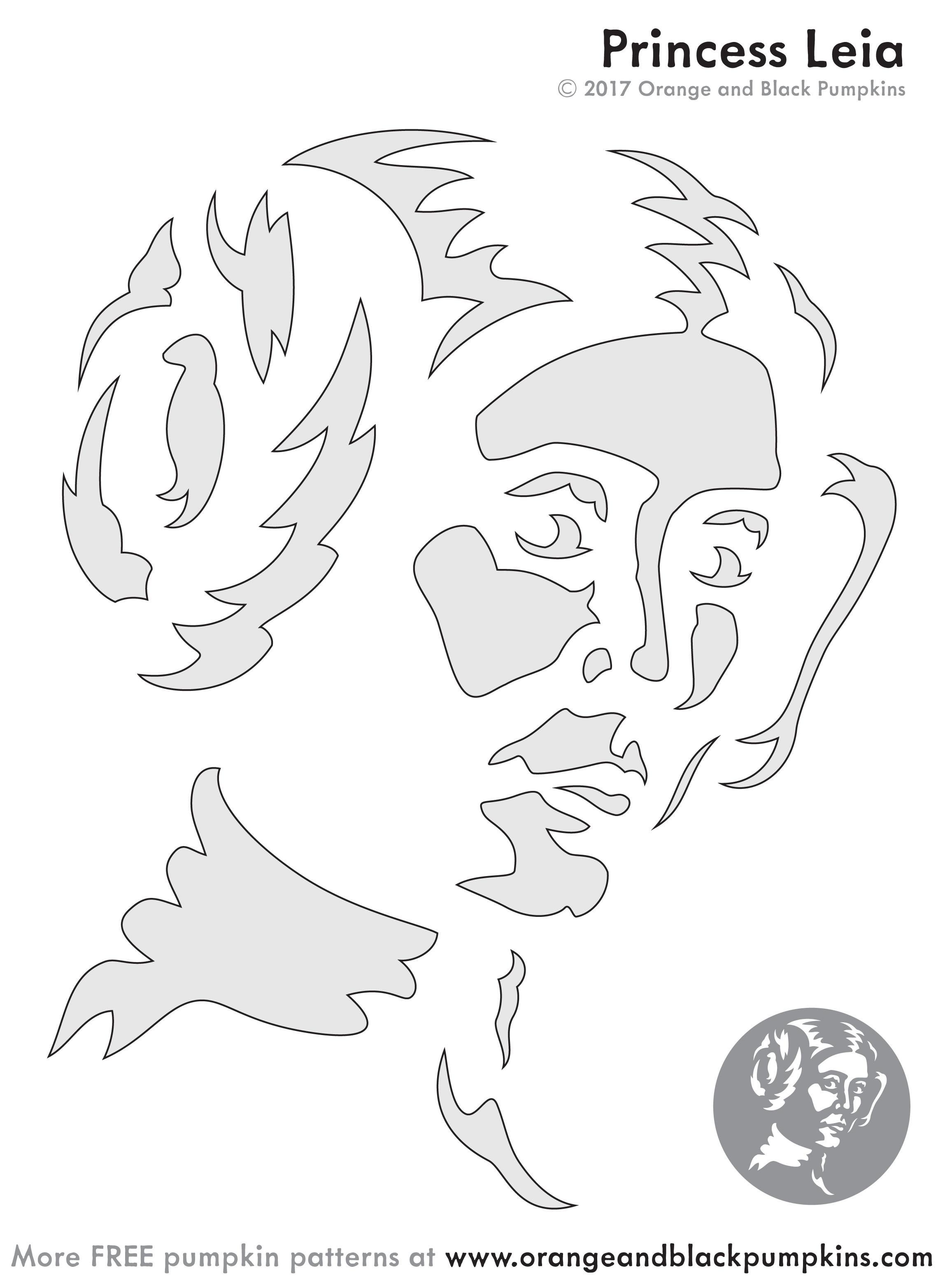 Star wars princess leia pumpkin stencil