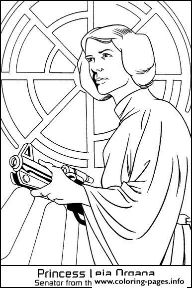 Starwars space princesse leia organa coloring page printable