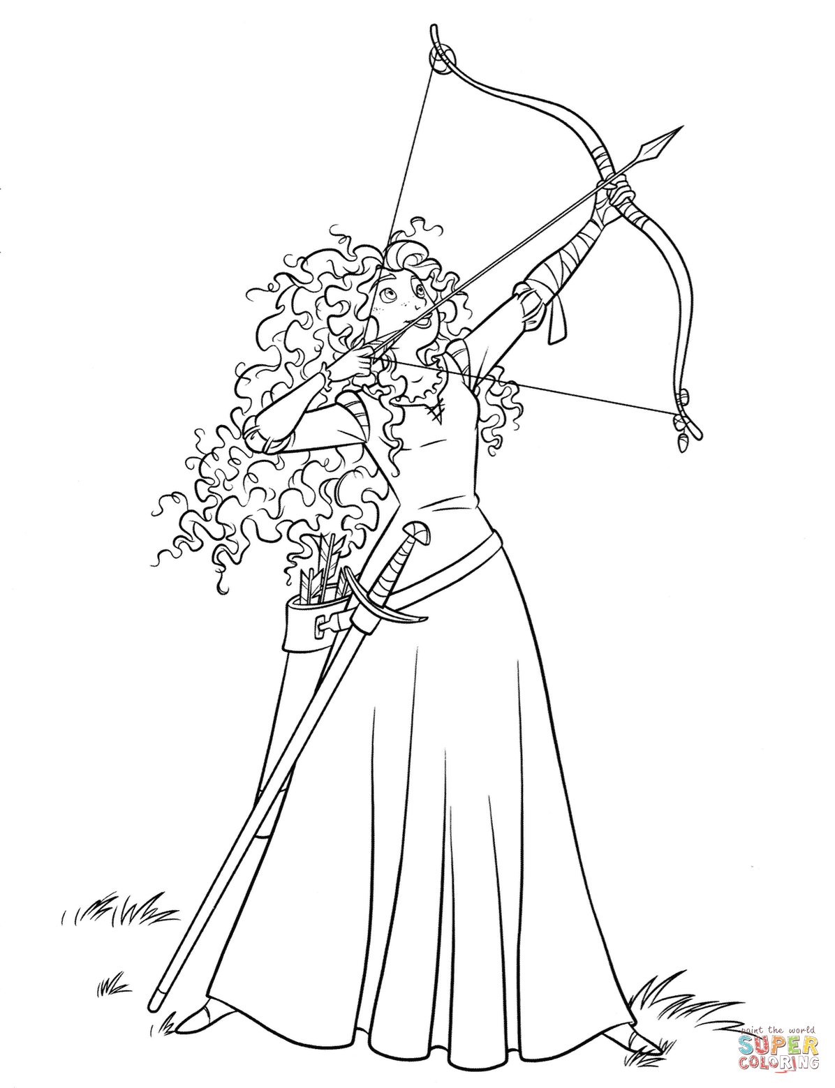 Merida shoots for her own hand coloring page free printable coloring pages