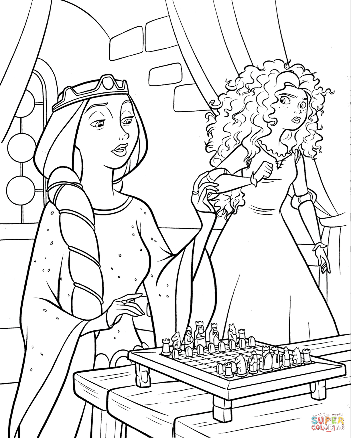 Princess merida and queen elinor coloring page free printable coloring pages