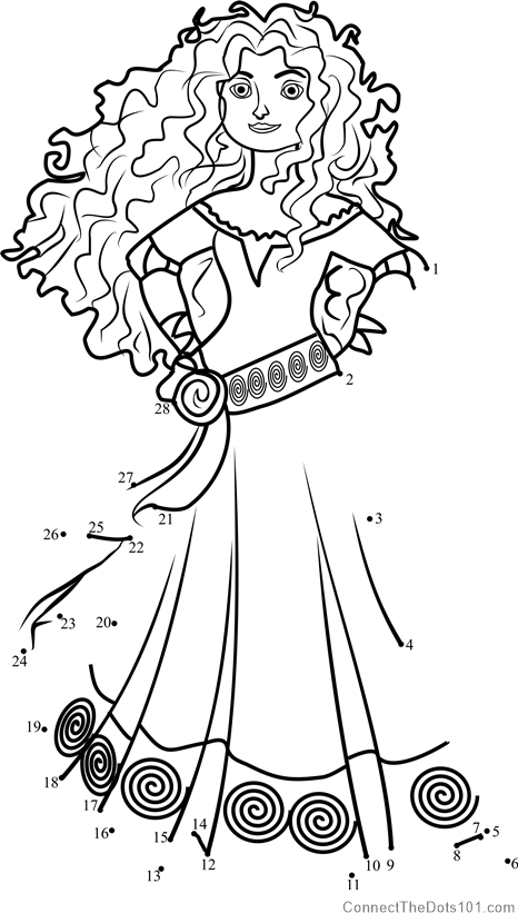 Princess merida dot to dot printable worksheet