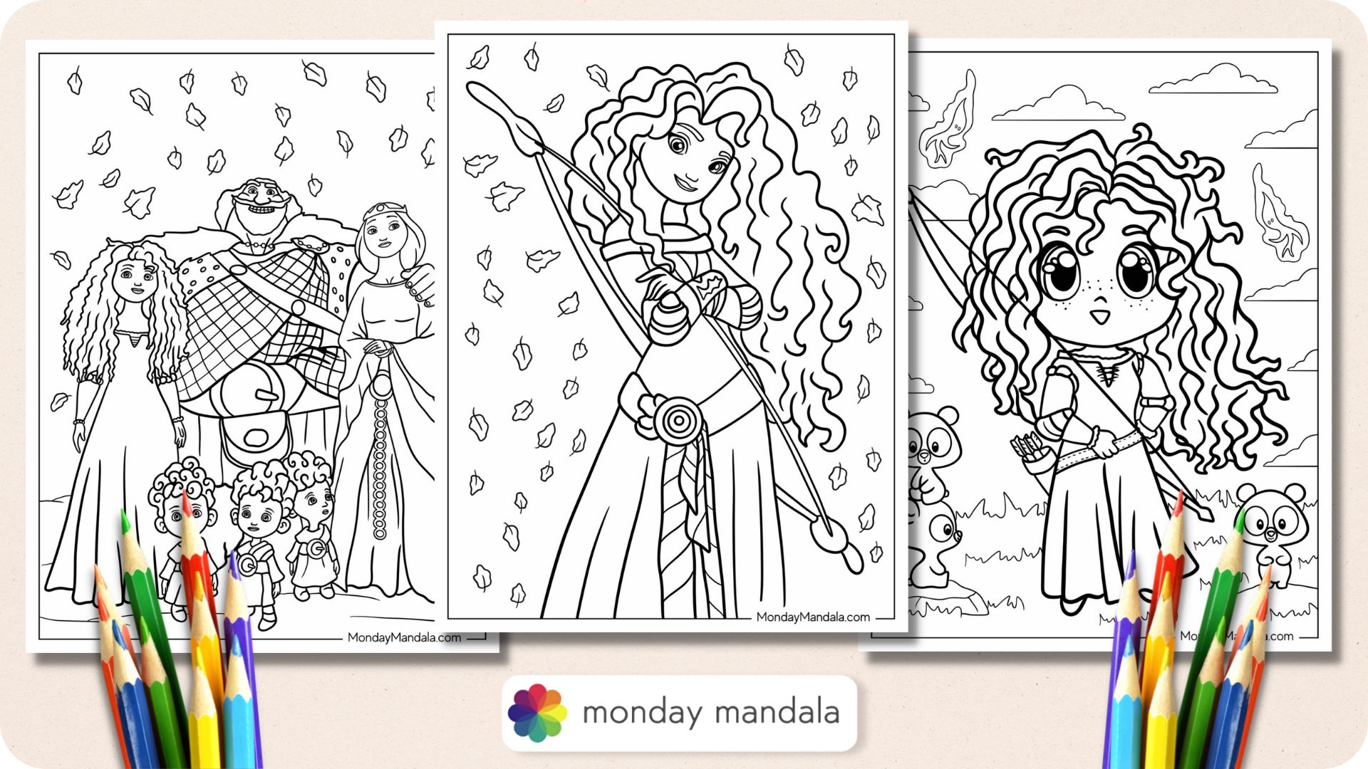 Merida coloring pages free pdf printables