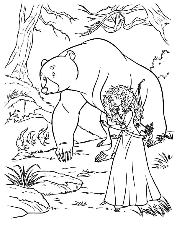 Princess merida and her mother following will o the wisps coloring pages color luna