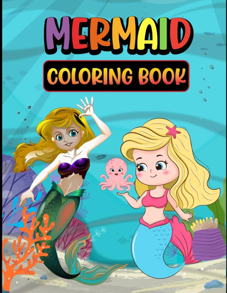 Mermaid coloring book beautiful mermaid coloring pages for kids ages