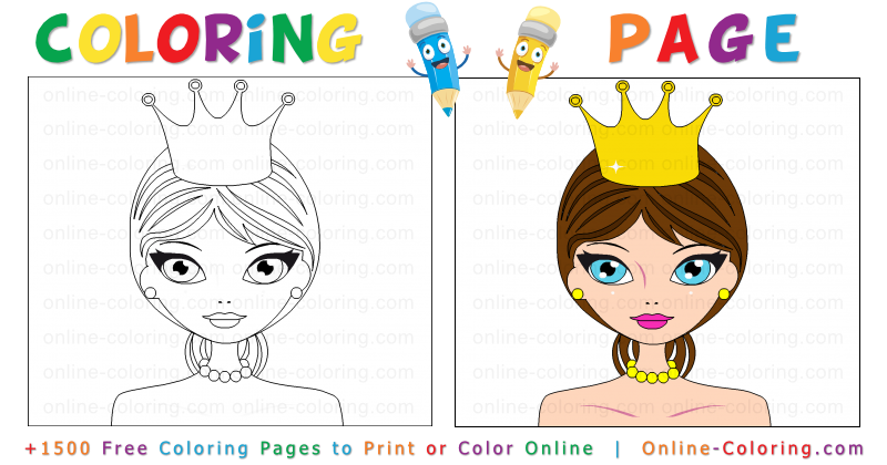 Pretty princess free online coloring page