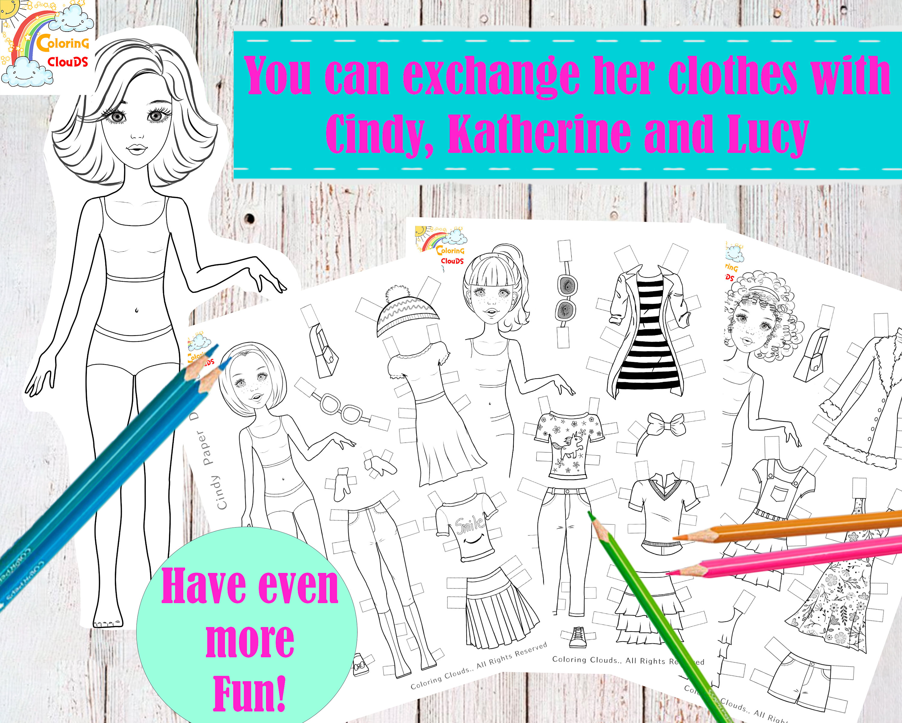 Princess paper doll paper doll printable instant download coloring paper doll paperdoll printable coloring page digital paper doll instant download
