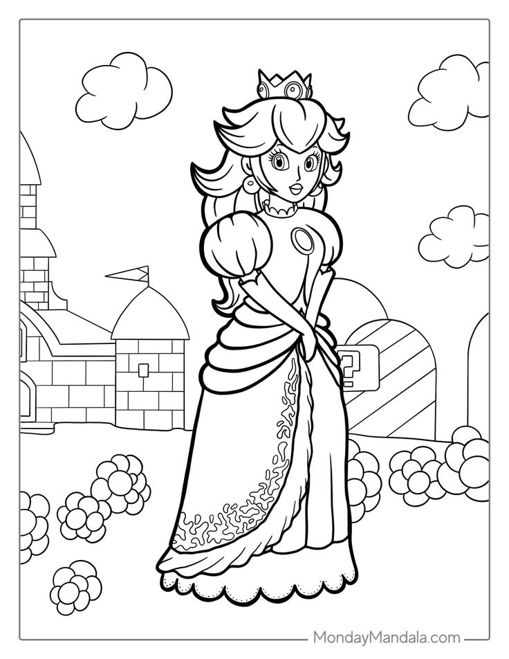 Princess peach coloring pages free pdf printables coloring pages princess peach coloring books
