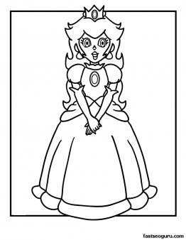 Printable princess peach coloring page