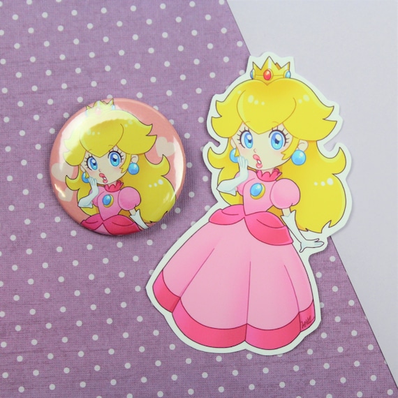 Princess peach daisy rosalina pauline fan art sticker button badge pin