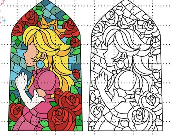 Princess peach stained glass window svgpng colorblack white mario galaxy