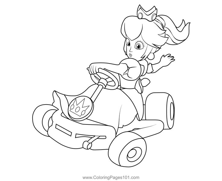 Princess peach mario kart coloring page princess peach mario kart peach mario kart peach mario