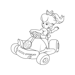 Princess peach mario kart coloring page for kids