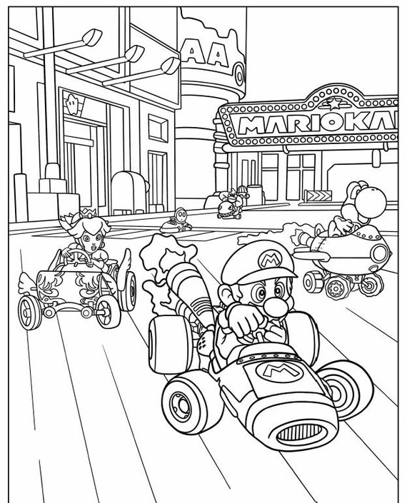 Printable pages mario kart coloring book