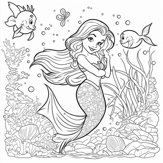Mermaid free coloring page color all day
