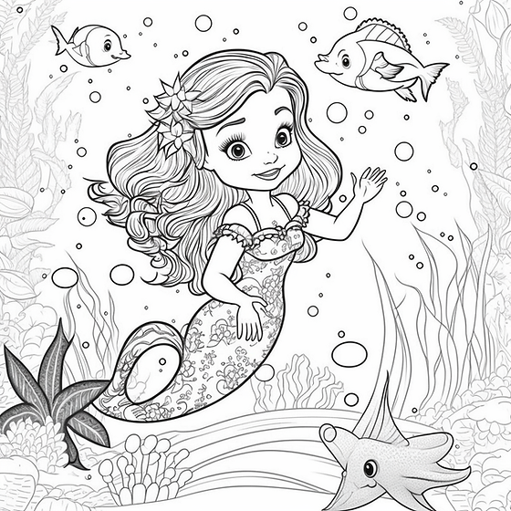 Mermaid free coloring page color all day