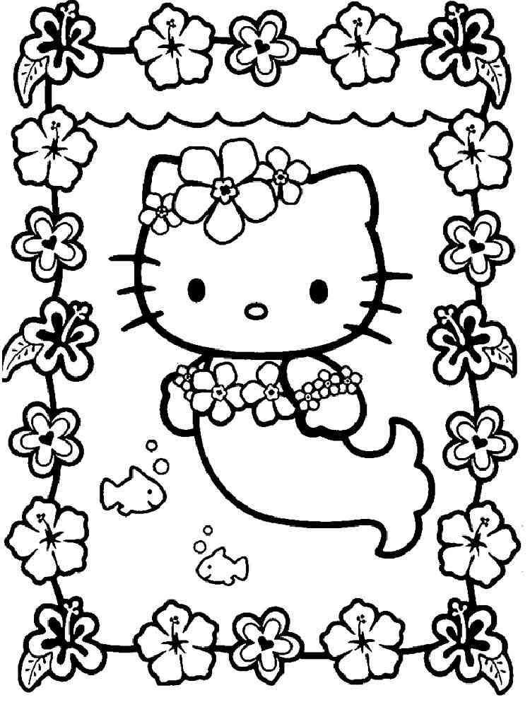 Hello kitty mermaid coloring pages
