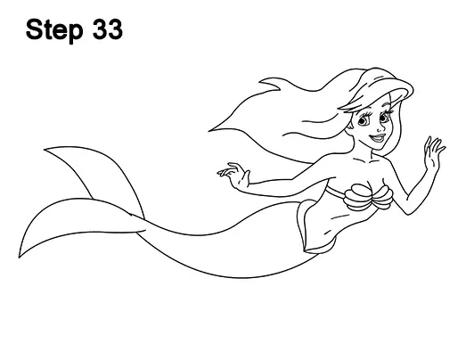 How to draw ariel from the little mermaid full body